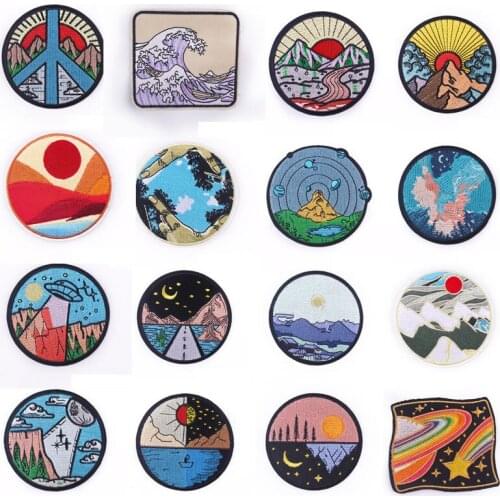 Wilderness Patch Embroidery Patches Iron On Patches For Clothing Sewing Badges Patch For Clothing Patches DIY Stripe Applique