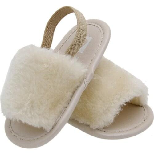 Soft bottom solid color long fur baby shoes summer first walker toddler shoes sk608