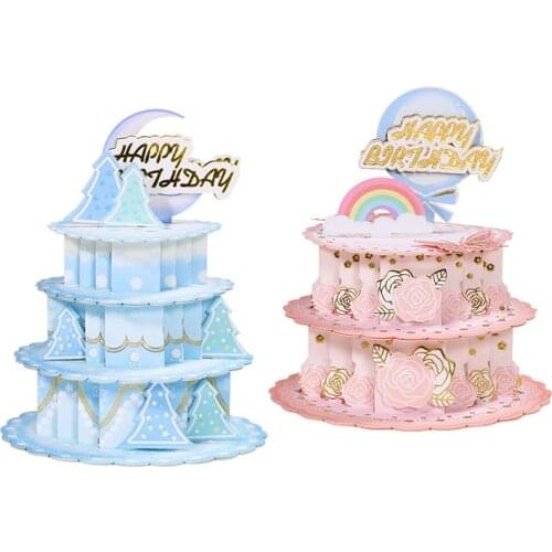 Birthday Gift Cake Card 3D Pop Up Greeting Cards With Envelope Postcard Invitation Handcrafted Origami Anniversary yamaha