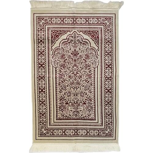 GREAT GIFT MAROON COLOR Mihrab Velvet Prayer Rug MUSLIM PASY TO USE EASY TO USE FREE SHİPPİNG