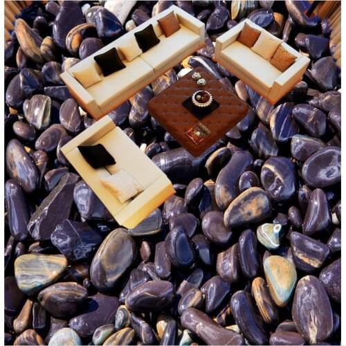 Custom Photo 3D Wallpaper Modern Art Floor Painting 3D Wallpaper Black Light Small Stone Floor Pebbles Self-adhesive PVC Wall