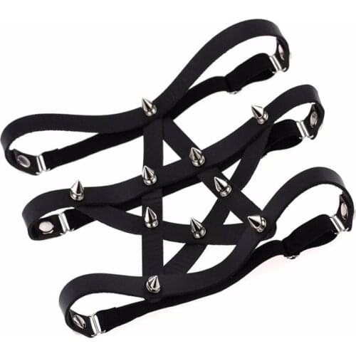 Fetish Wear Rock Pub Garter Belt Girls Rivets Punk Leg Ring Thigh Harness Heart Garters Belts Adjustable Suspender Belt