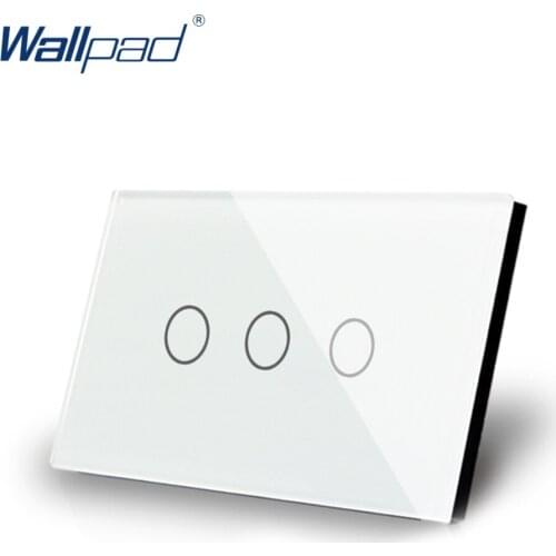 3 Gang 1 Way Touch Switch US/AU 118*72mm Wallpad Luxury Crystal White Glass LED Indicator Electrical Wall Light Switch