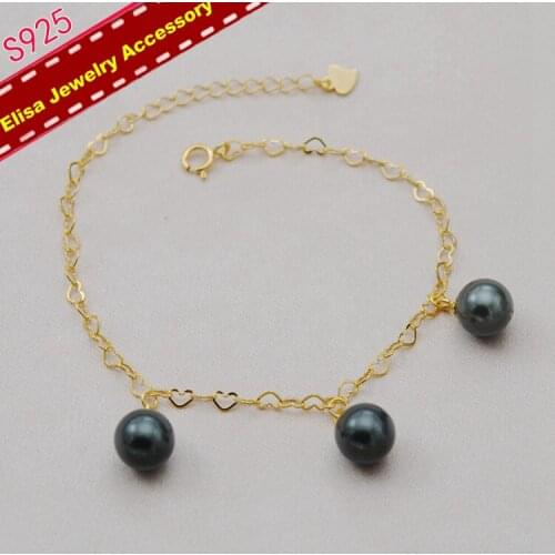 Heart Shape Design Bracelet Chain Accessory S925 Sterling Silver Pearl Bracelet Findings&Components Silver&Gold Color 3Pieces