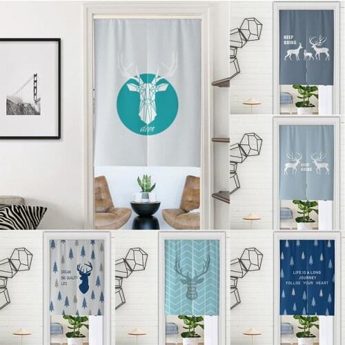 Nordic Elk Cotton Linen Door Curtain Bedroom Kitchen Partition Curtain Toile Cloth Half Panel Curtain