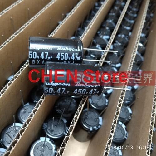 20pcs Japan Rubycon BXA 450V47UF 18X31.5MM Electrolytic Capacitor 450v 47uf High Frequency Low Resistance Long Life 47uF/450v