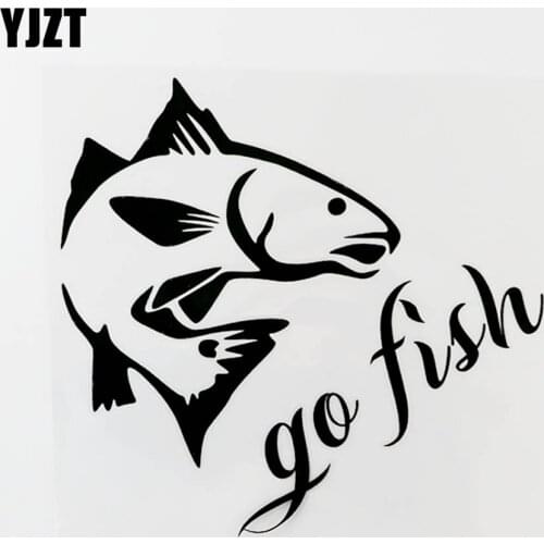 YJZT 15.4CM×14.8CM Funny Go Fish Vinyl Motorcycle Decal Car Sticker Black/Silver 8C-0493