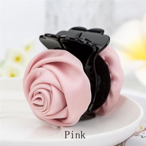 Korean Elegant Rose Flowers Hair Claw Clips For Women Girls Pink Sweet Hair Crab Clamp Hairpins Grips Hair Accessories For Gifts
