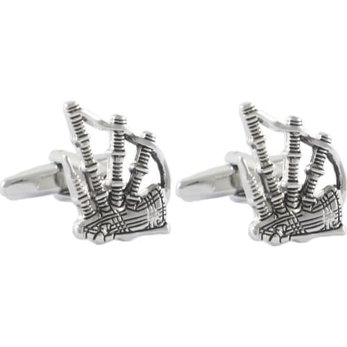 Antique Silver Tone Scottish Highlands Music Bagpipe Cuff Links Fathers Day Gift Cuff Links Birthday Gifts Cuff Links