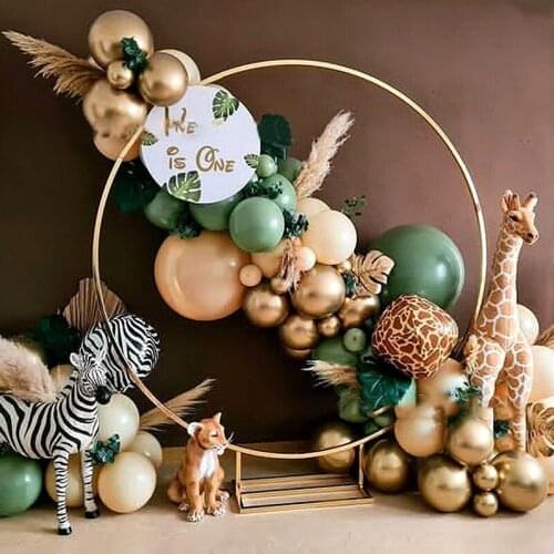 Green Gold Balloon Garland Arch Kit Balloons Artificial Palm Leaves Wedding Birthday Decorations Jungle Animals Party Supplies