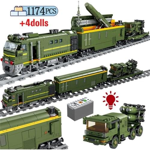 City Power-Driven Rail Train Light Sound Electric Track Car Bricks Creator Technical Train Station Building Blocks Toys for Kids
