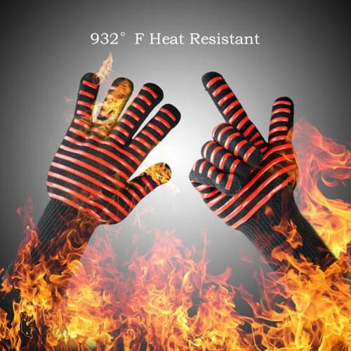 1Pair BBQ Grilling Cooking Gloves Unisex Barbecue Microwave Oven High Temperature Insulation Anti-scalding Gloves