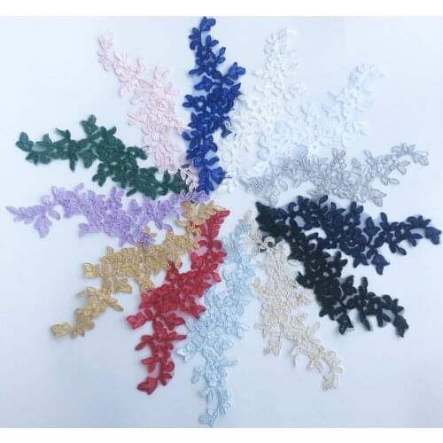 1PCS High Quality Gold Lace Fabric Embroidery Patches Applique 3D Patches Patch White Pink Lace For Clothing Collar Trim QA17