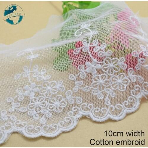 10yards 10cm White Embroidery Sewing Ribbon Guipure Lace Trim Fabric Warp Knitting DIY Garment Wedding Accessories #1794