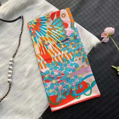 2020 new arrival winter autumn pink classic pattern 100% pure silk scarf twill hand made roll 90*90 cm shawl wrap for women lady