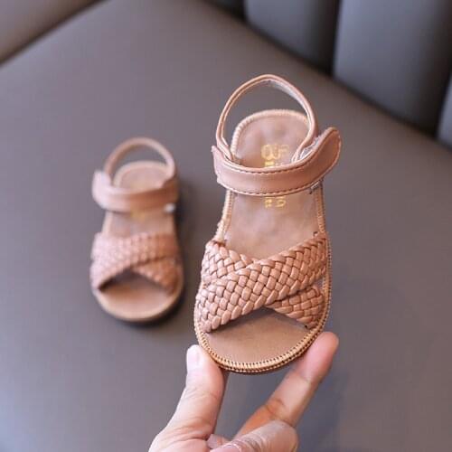 2021 Summer Shoes Baby Girls Princess Dress Sandals Infant Toddler Beach Sandals Kids Soft Bottom Woven Shoes 1-6 Years Children