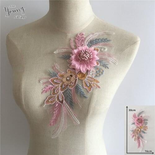 3D three-dimensional flowers colorful decoration sequins rhinestone embroidery DIY craft supplies accessories 1 piece for sale