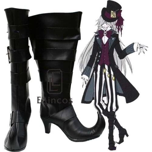 Anime Black Butler Kuroshitsuji Undertaker Cosplay Shoes Fancy High Boots Custom-made
