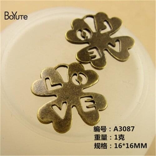BoYuTe (100 Pieces/Lot) 16*16MM Zinc Alloy Hollow Lucky Flower Antique Bronze Plated Metal Charms Pendant for Jewelry Findings