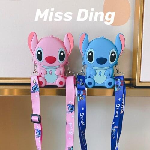 Disney Steadys Wallet Keychain Cartoon Silicone Keychain Lovely Female Cross-Slung Shoulder Bag Children Keyring
