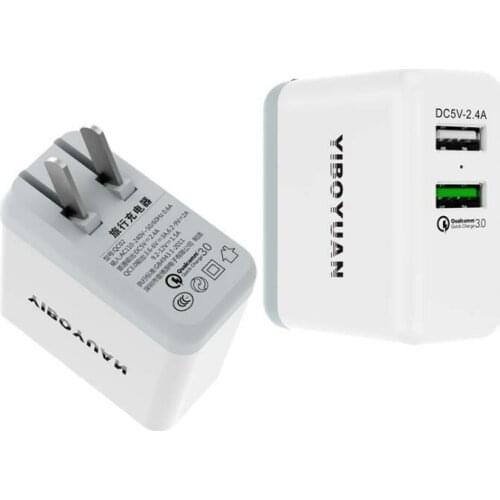 YIBOYUAN USB Charger QC 3.0 Qualcomm Quick Charger Dual USB Travel Wall Charger Fast Charging For Samsung XiaoMi LG Phone