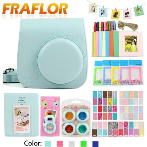 Retro Brown PU Leather Camera Bag Case Accessories Kit For Fujifilm Instax Mini 7s Decor Sticker Photo Frame