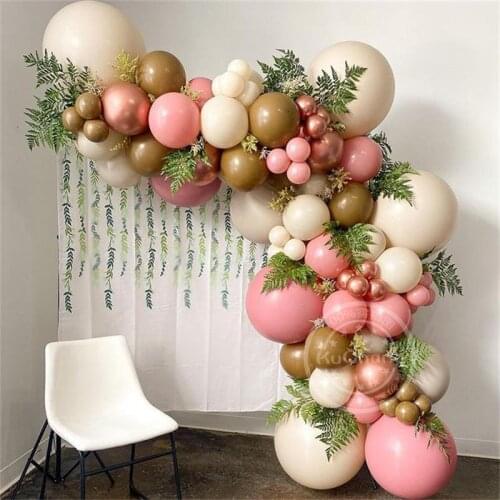 85pcs Retro Pink Balloons Garland Rose Gold Arch Milky White Latex Globos Wedding Birthday Party Decorations Kids Supplies