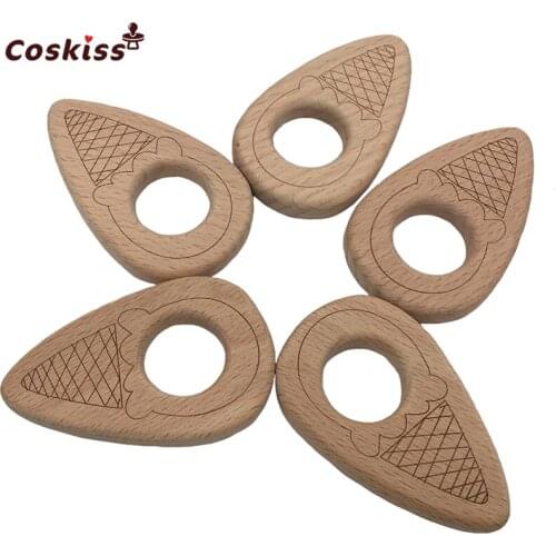 Baby Teether Cone Pendant Baby DIY Jewelry Pendants baby nursing teether BPA Free Pacifier Wooden Ice Cream Teether