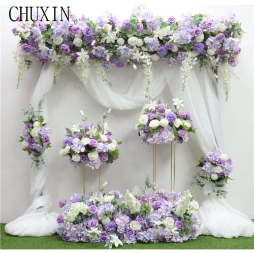 Homemade wedding decoration purple series flower ball simulation flower row home decor curtain flower wedding sign in the road