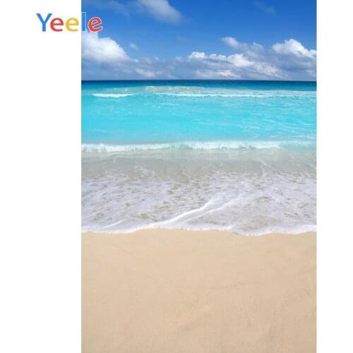 Yeele Blue Sky Clouds Sea Wave Beach Summer Holiday Photography Backgrounds Customized Photographic Backdrops for Photo Studio