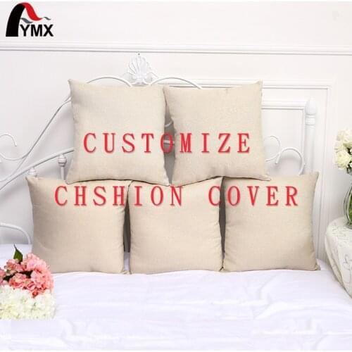 FYMX 45x45cm Customized Cushion Cover Cotton Linen Pillowcase For Sofa Car Office Friends Gifts Home Decor Drop Shipping