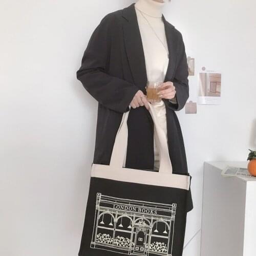 London Women Canvas Shoulder Bag Cotton Fabric Students Extra Large Books Bag Thick Cloth Handbag Tote Ladies Big Shopping Bags