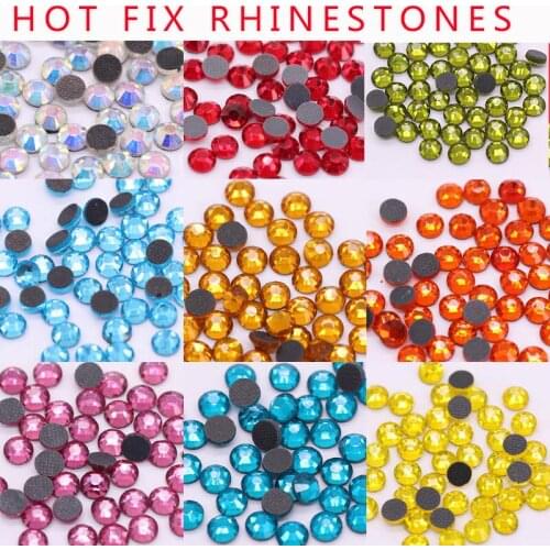 Ss6-ss30 colors flatback hotfix iron on rhinestones hot fix crystal glass rhinestone Diamante Gemstone beads Fabric garment trim