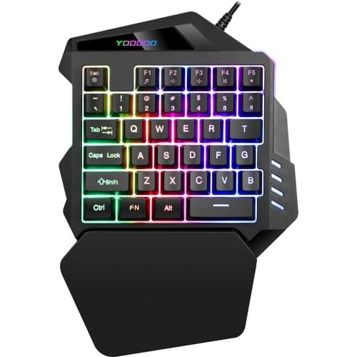 G94 USB One Handed Gaming Keyboard 35 Keys Wired Membrane Keyboard Keypad for Laptop Desktop PC Computer Gamer( Black)