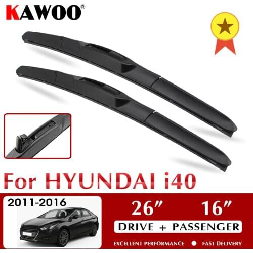 KAWOO For Hyundai I40 26"16" Car Clean The Windshield Natural Rubber Wipers Blades 2011 2012 2013 2014 2015 2016 Fit U Hook Arm