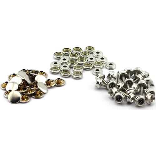 25 Pcs Metal Press Button Snap Caps + 25 Pcs Snap Fasteners Sockets + 25 Pcs Screw Studs For Marine Boat Canvas Tent Clothing
