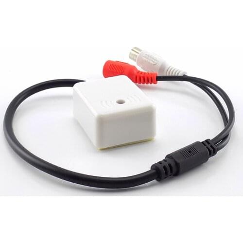 Mini Microphone Sound Monitor Audio Pickup Sound Security Monitoring DC 9V-12V RCA Female Adapter CCTV Camera Security System