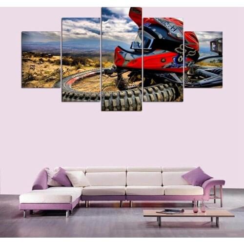 Modular Painting Canvas Wall Art Pictures Home Decoration 5 Pieces Outdoor Sports Motocross Modern HD Printed Posters Framework