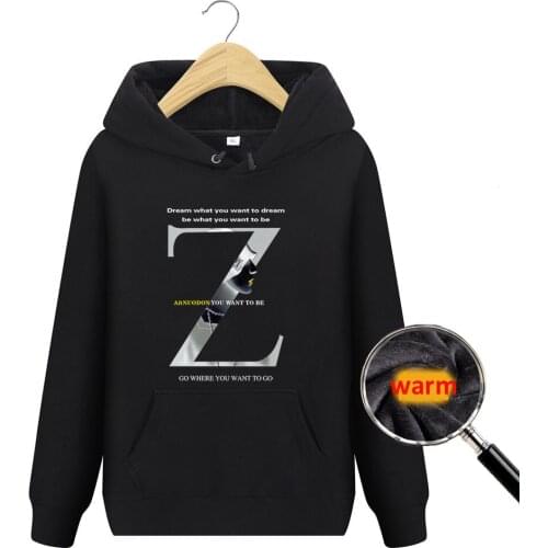 Men sweatshirt plus velvet to keep warm 2020 new winter thick male hoodies casual coat Korean style red black blue gray H52