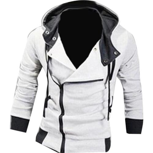 70% Dropshipping!!Men Side Zipper Pocket Drawstring Long Sleeve Hooded Sweatshirt Jacket Coat