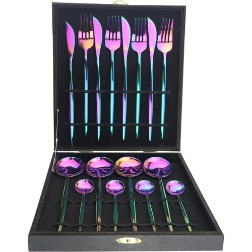 16Pcs Dinnerware Set High-grade Mirror Polishing Stainless Steel Cutlery Sets Silverware Flatware Spoon Fork Knife With Gift Box