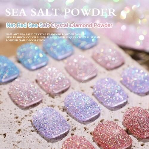 Aurora Sea Salt Crystal Diamond Powder Nail Dust Powder Nail Art Super Flash Crystal Sugar Powder Fine Nail Decorations TSLM1