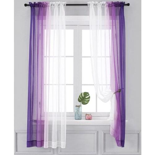 Living RoomGradient all-match Curtain Gauze Screens Tulle Bay Window Translucent Partition Transparent Curtains For Bedroom