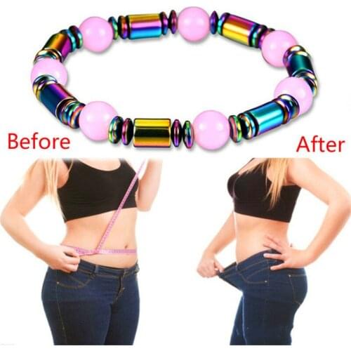 Round Hematite Stretch Magnetic Stone Body Slimming Weight Loss Bracelet Therapy Hand Chain Arthritis Pain Relief Health Care