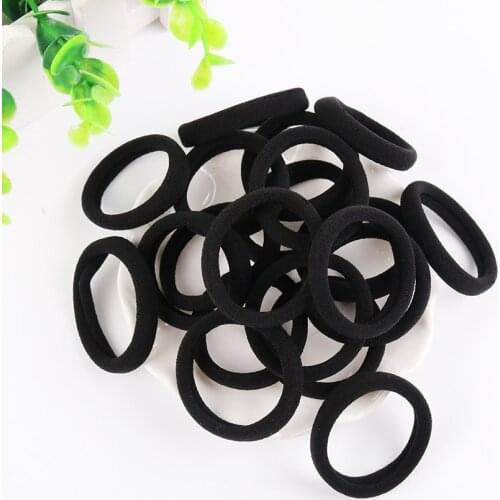10 PCS Black Women Elastic Cloth Hair Scrunchie Hair Tie Ring Rope Girls Ponytail Holder Headwear Accessories