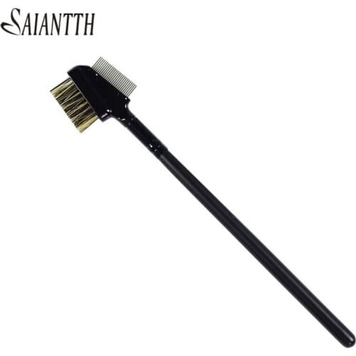 SAIANTTH 5pcs Eyelash brush Eyebrow comb makeup brushes Professional steel teeth dual makeup tool maquiagem black kabuki wood