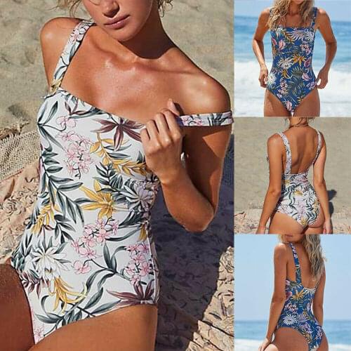 Sexy One Piece Swimsuit Hollow Out Swimwear Women Monokini Print Bodysuit Bandage Brazilian Vintage Bathing Suit Beach Wear
