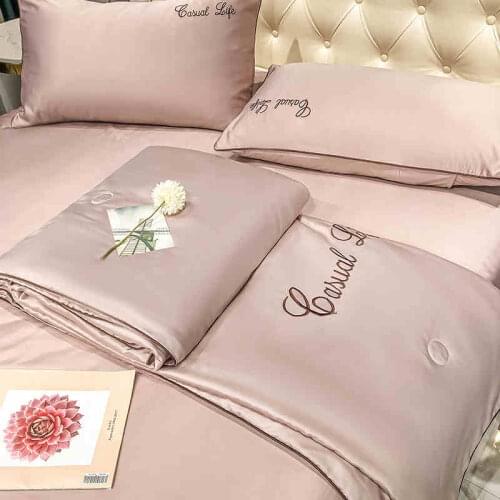 Super Soft Comfortable Luxury Embroidery 100% Cotton and Washed Silk quilt and sheet pillowcases Home textiles Bedding Set