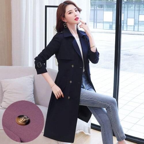 2021 Spring Fashion Ins Wild Hepburn Style Long Coat New High-end Korean Style Windbreaker Womens Small Man