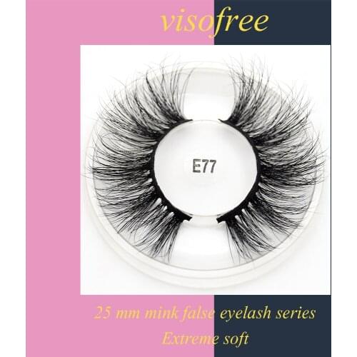 Visofree 25mm Mink Eyelashes Natural 3D False Eyelashes Lashes Soft Fake Eyelashes Extension Makeup Wholesale E77